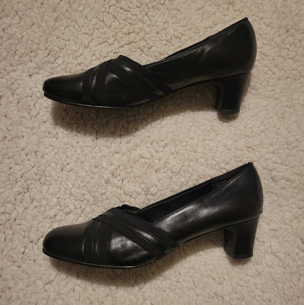WOMENS S.R.O. SAMMI LEATHER HEEL PUMPS BLACK SIZE 8 - Picture 6 of 13